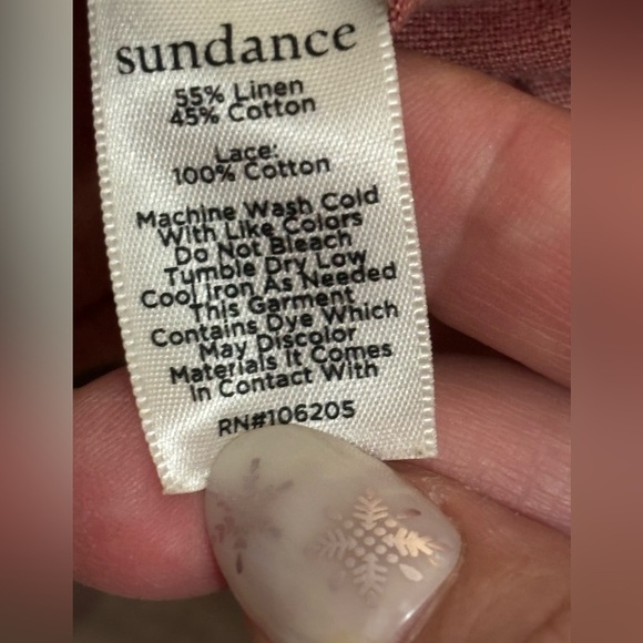 Sundance Women’s 10 Linen Cotton Blend Pants Lace Trim Dusty Pink Boho Casual - Picture 3 of 15